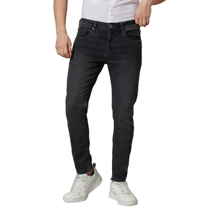 Black Argon-Cropped Fit Denims for Men