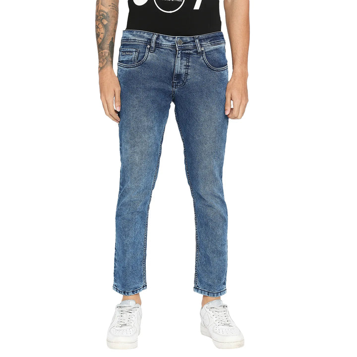 Blue Argon-Cropped Fit Denims for Men