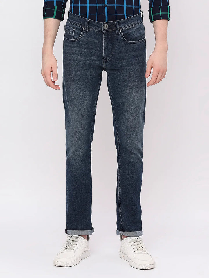 Blue Slim Straight Fit Men's Denims
