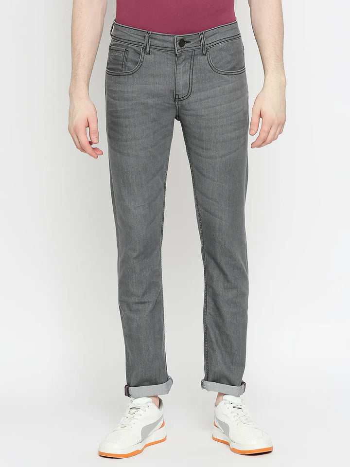 Grey Slim Fit Denim for Men
