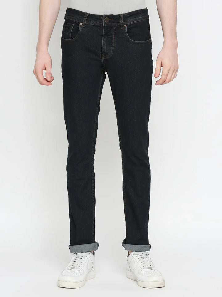 Blue Slim Straight Fit Denim for Men