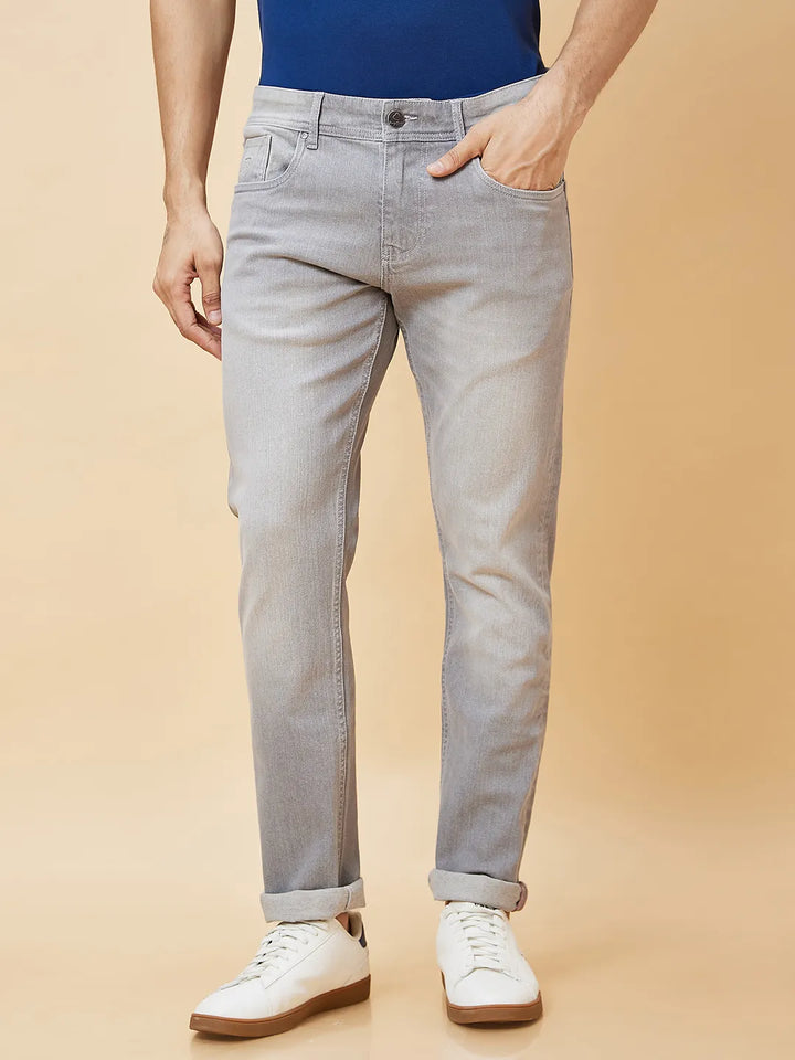 Grey Slim Fit Denim for Men