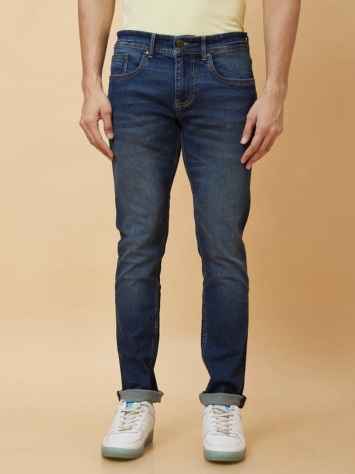 Blue Slim Fit Denim for Men