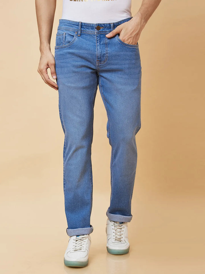 Blue Slim Fit Denim for Men by Being Human Clothing