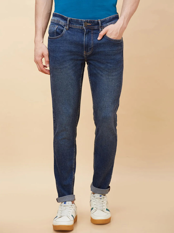 Blue Slim Fit Denim for Men