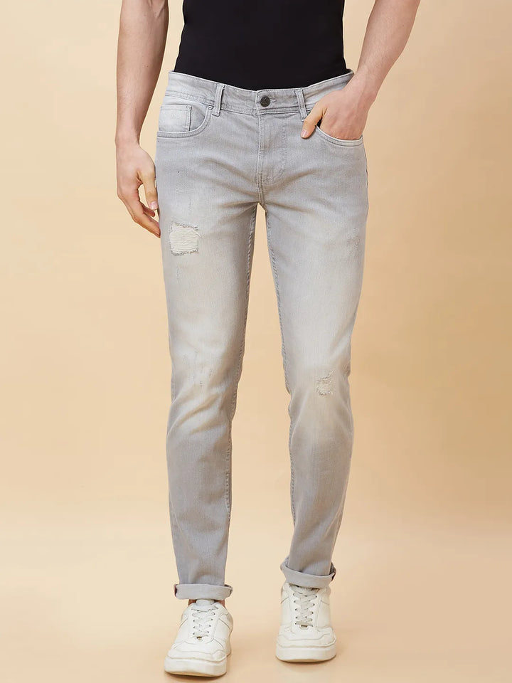 Grey Slim Fit Denim for Men