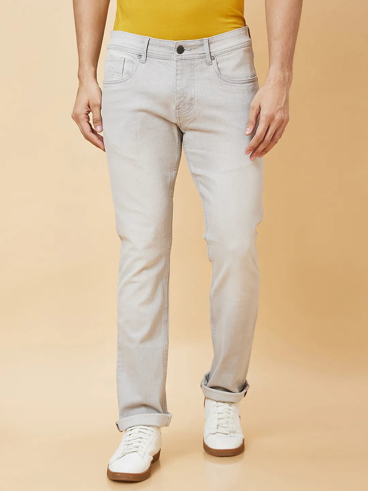 Grey Slim Straight Fit Men's Denims