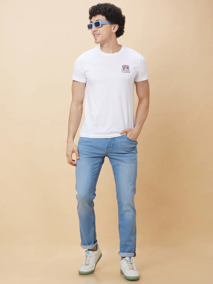 Blue Slim Straight Fit Denim for Men