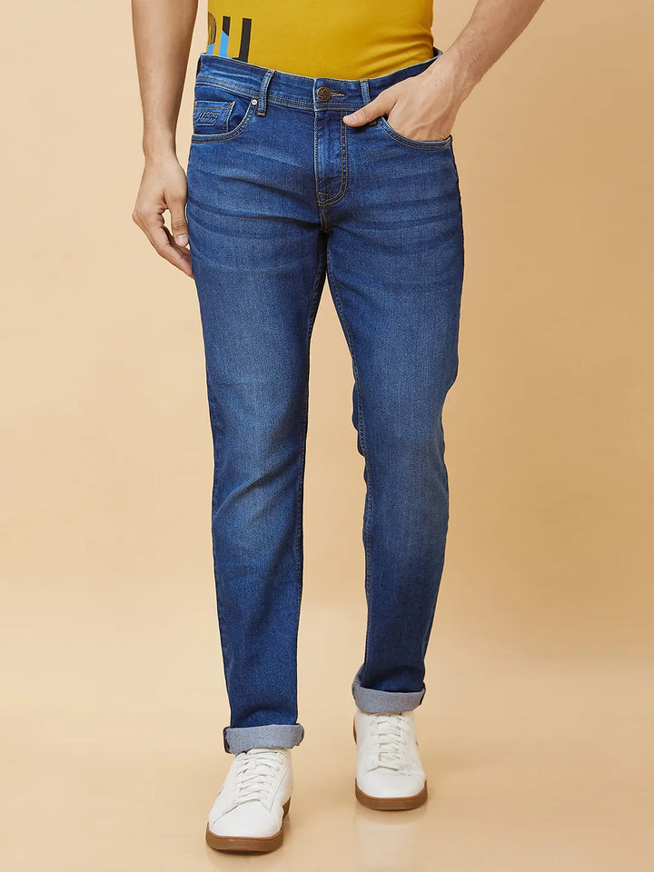 Blue Slim Fit Denim for Men