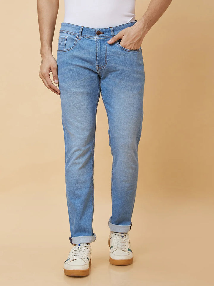 Blue Slim Fit Denim for Men