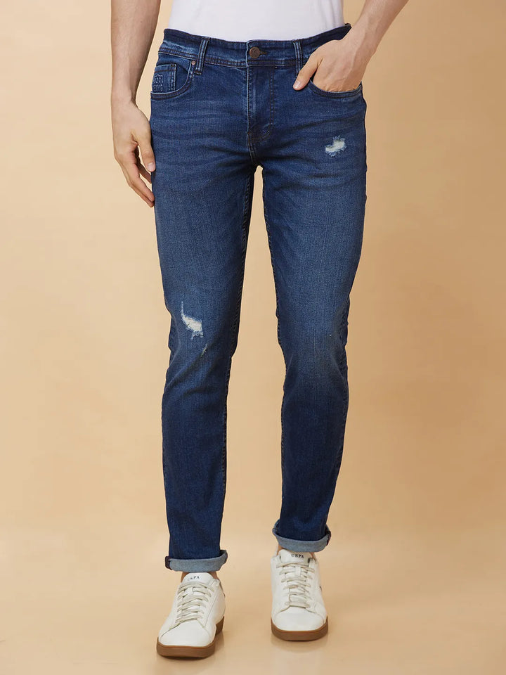 Blue Slim Fit Denim for Men