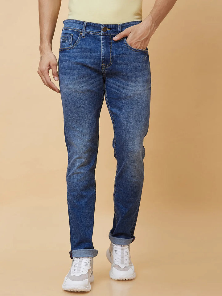 Blue Slim Fit Denim for Men by Being Human Clothing