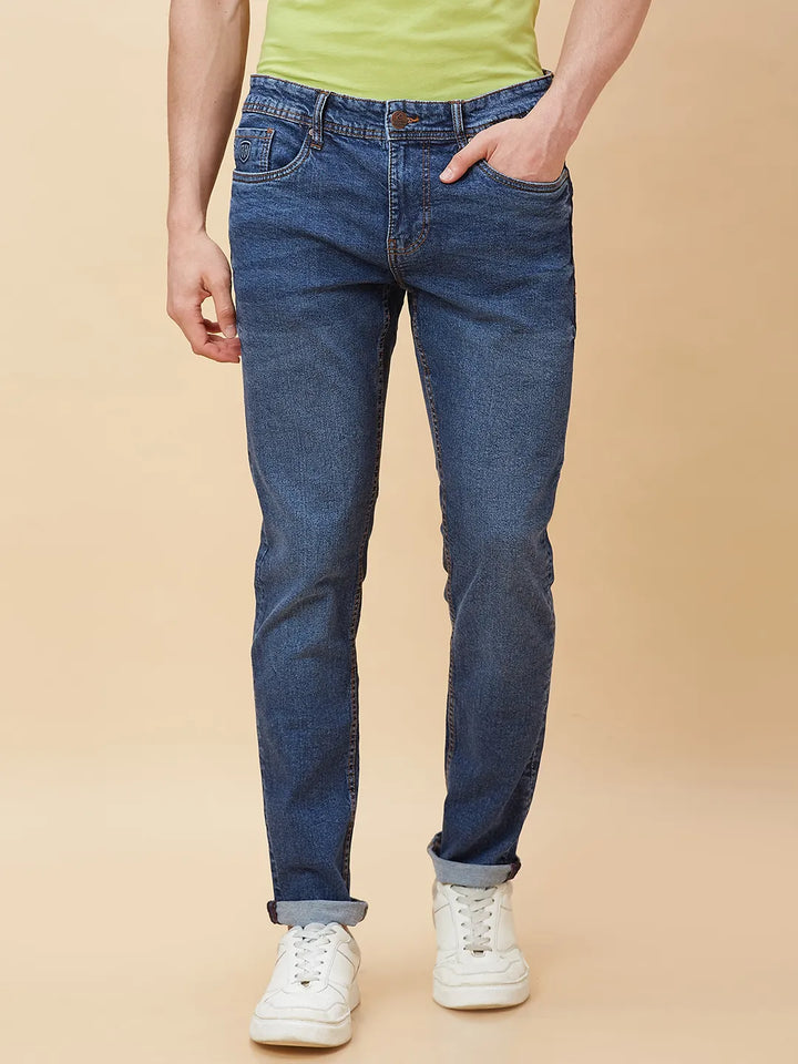 Blue Slim Fit Denim for Men
