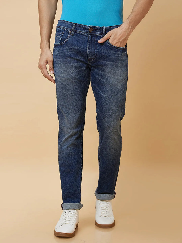 Blue Slim Fit Denim for Men