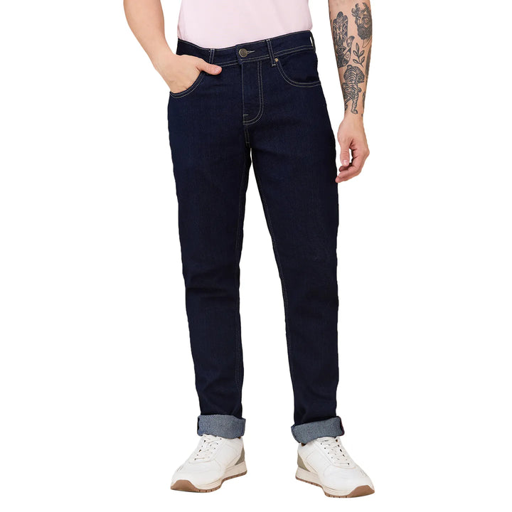Blue Neon-Slim Fit Denims for Men by Being Human Clothing