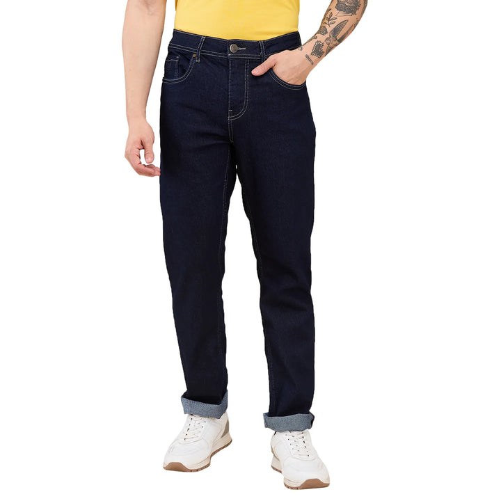Blue Krypton-Straight Fit Denims for Men