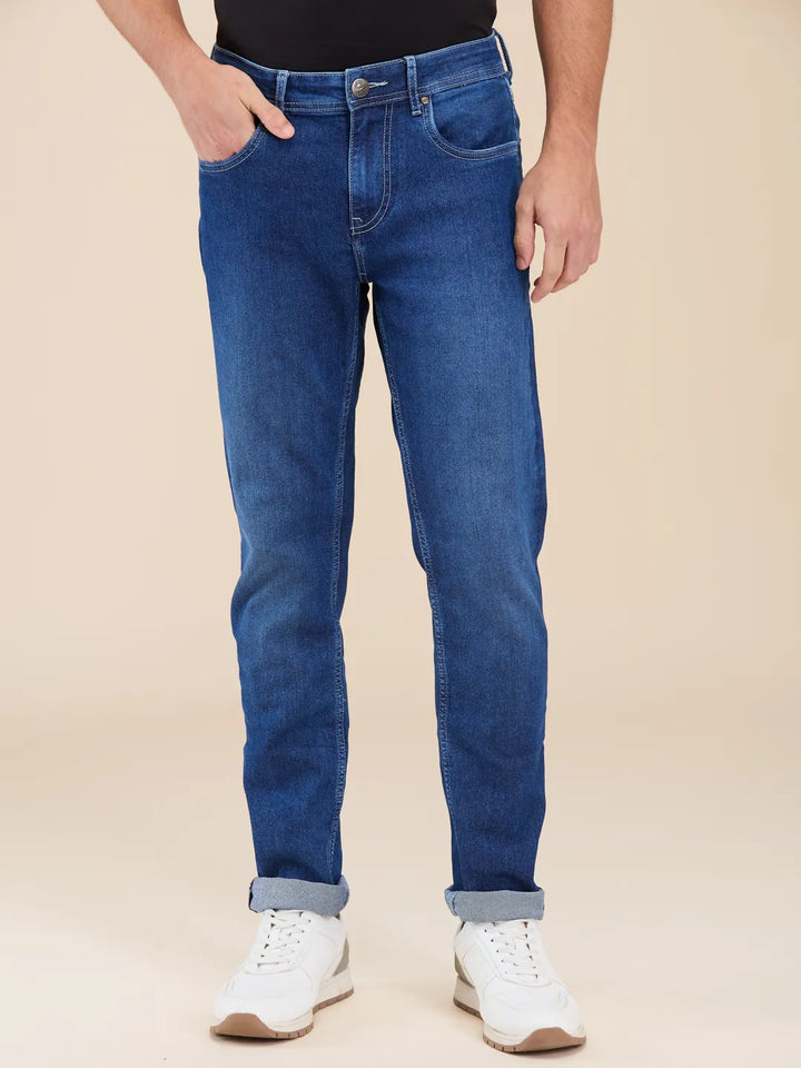 Blue Neon-Slim Fit Denims for Men by Being Human Clothing
