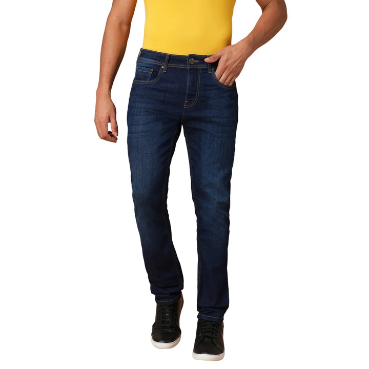 Blue Neon-Slim Fit Denims for Men