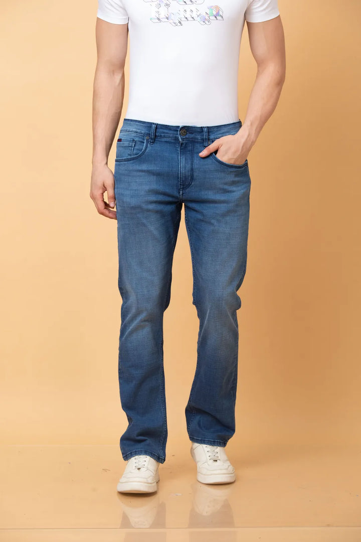 Blue Krypton-Straight Fit Denims for Men by Being Human Clothing