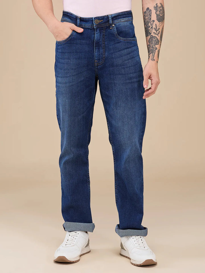 Blue Berylium-Boot Cut Fit Denims for Men by Being Human Clothing
