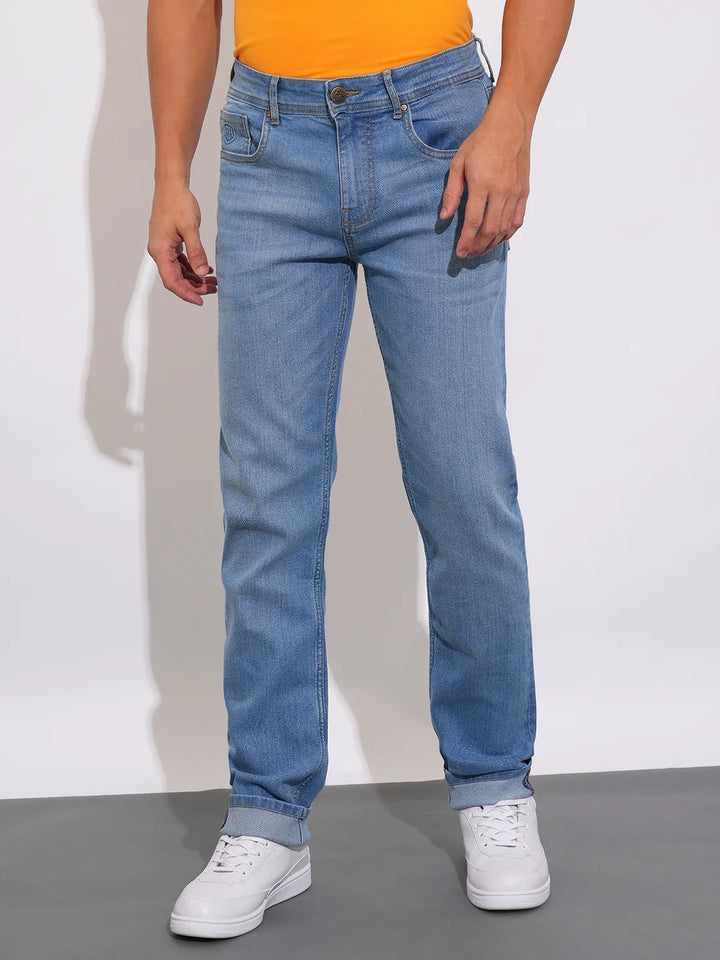 Blue Krypton-Straight Fit Denims for Men by Being Human Clothing
