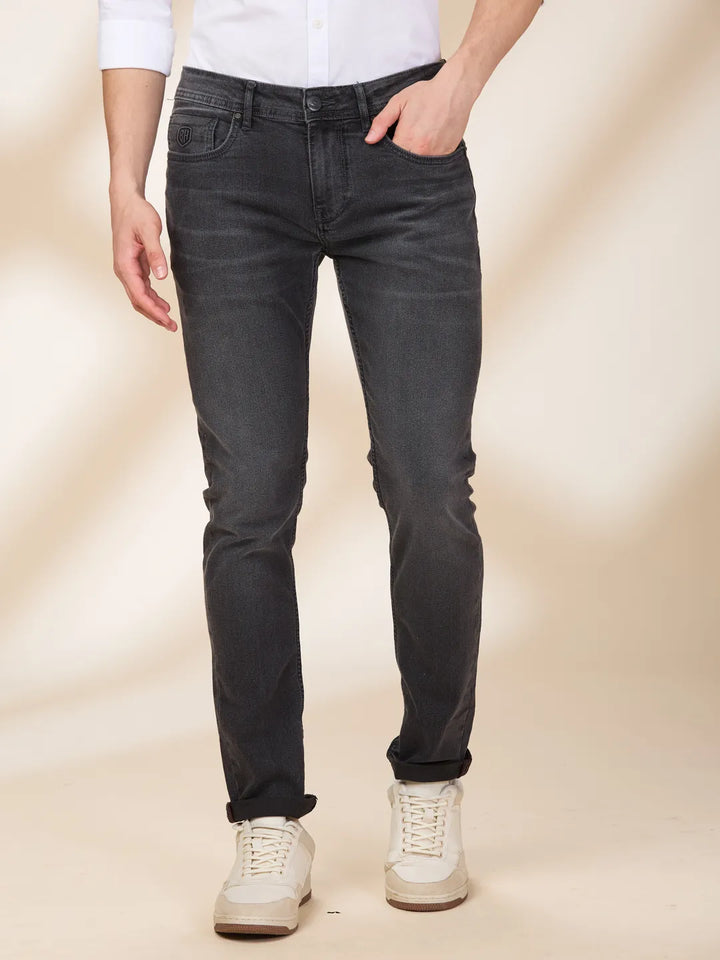 Grey Neon-Slim Fit Denims for Men