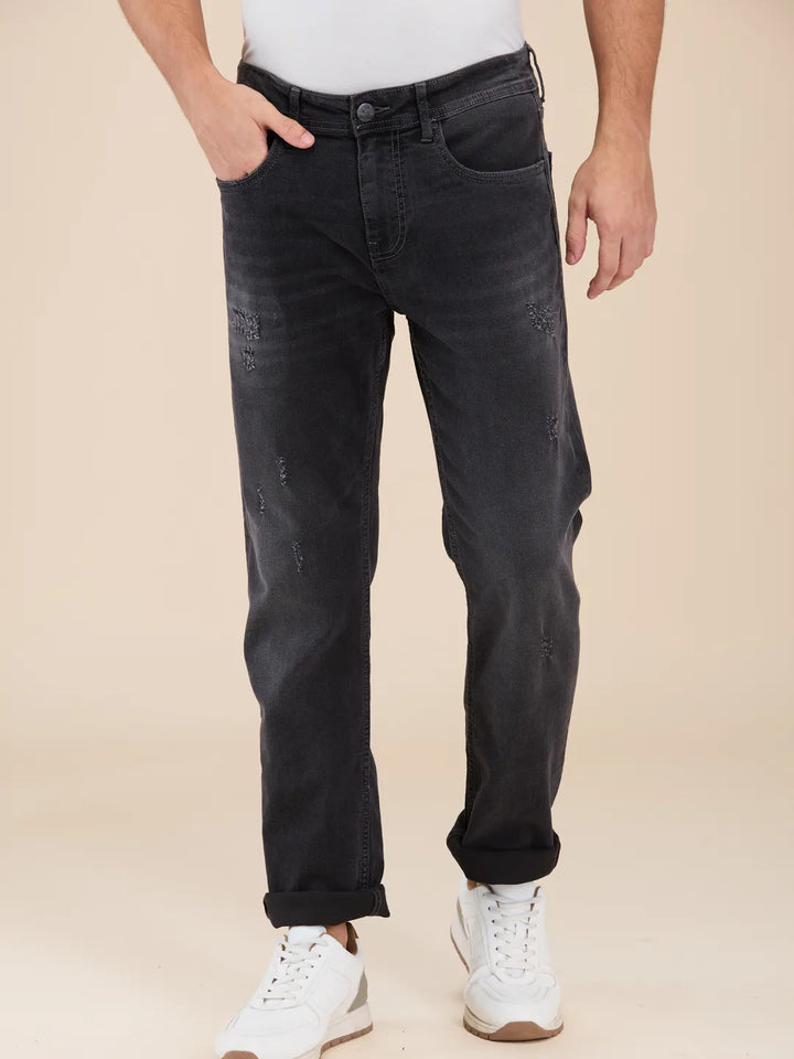 Grey Krypton-Straight Fit Denims for Men