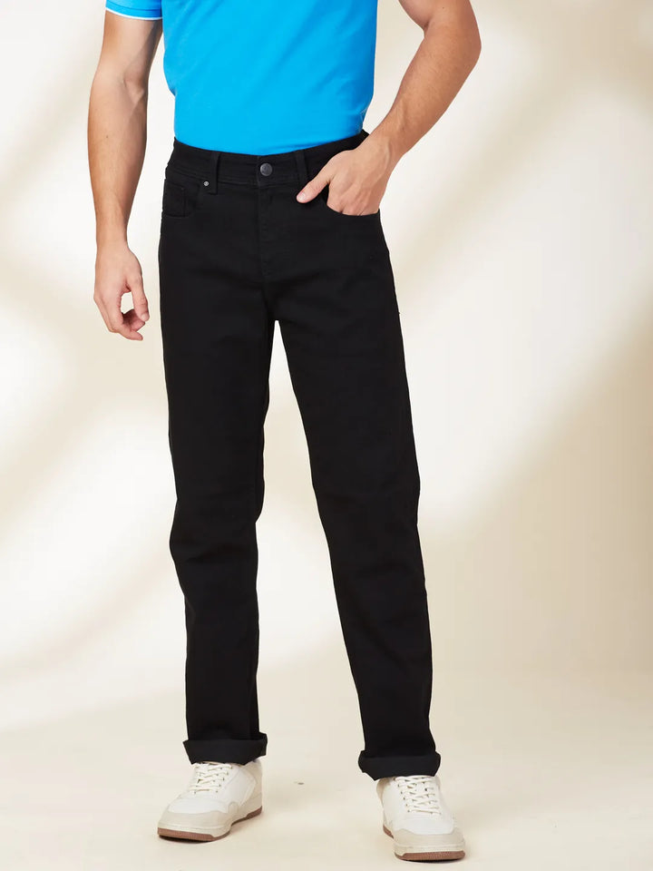 Black Krypton-Straight Fit Denims for Men by Being Human Clothing
