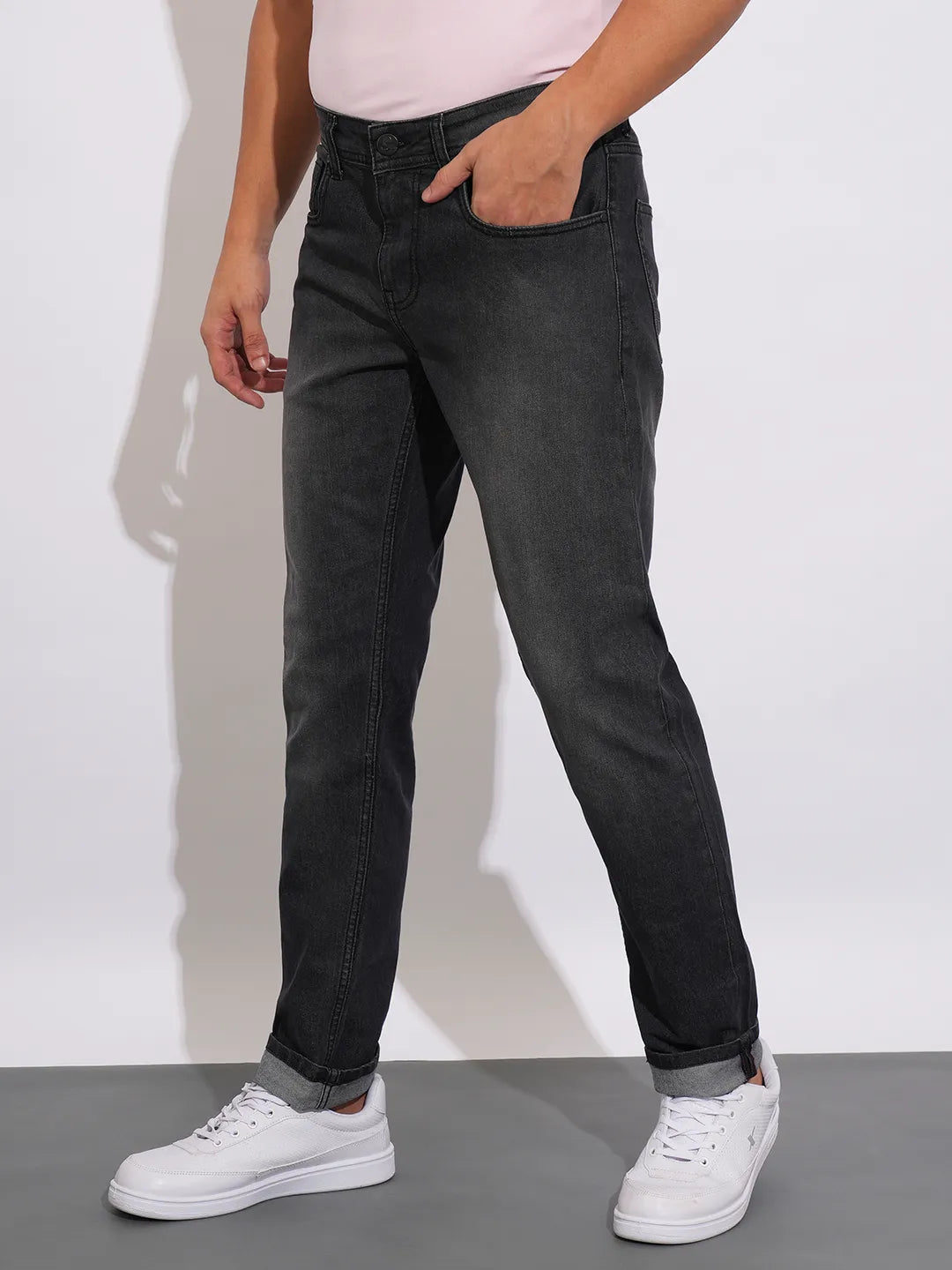 Grey Slim Fit Men's Denims by Being Human Clothing