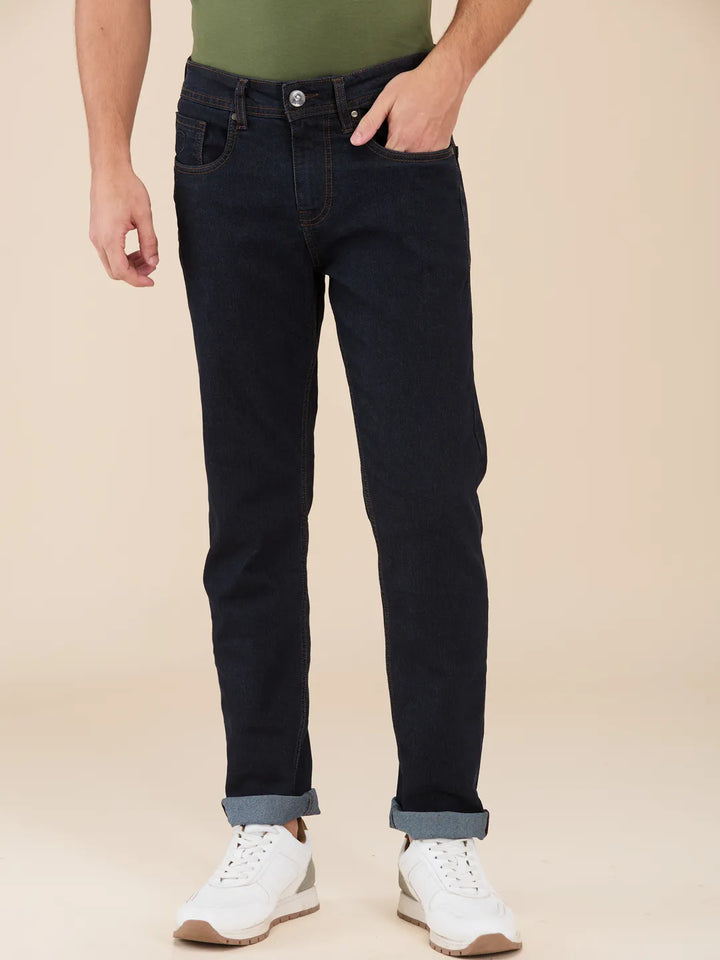 Blue Krypton-Straight Fit Denims for Men by Being Human Clothing