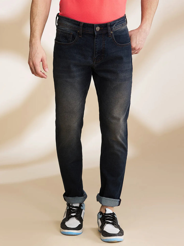 Blue Neon-Slim Fit Denims for Men by Being Human Clothing