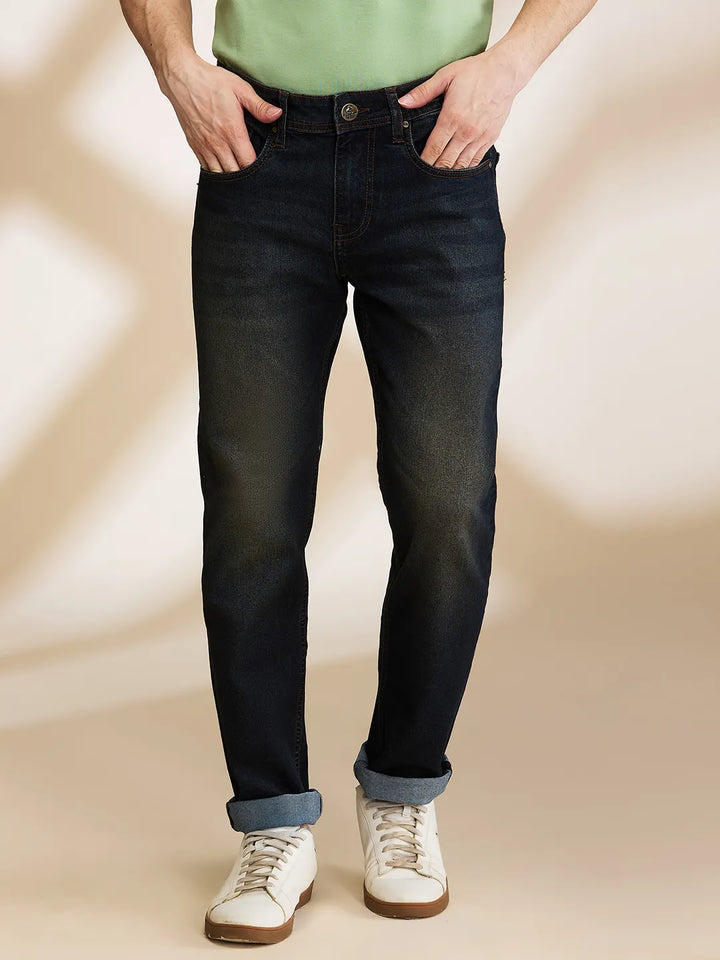 Blue Krypton-Straight Fit Denims for Men by Being Human Clothing