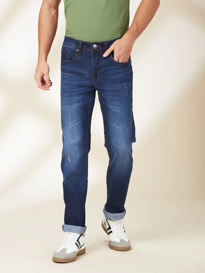 Blue Krypton-Straight Fit Denims for Men by Being Human Clothing