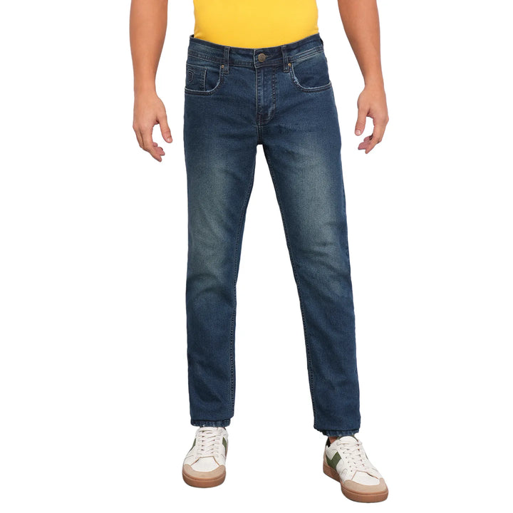 Blue Neon-Slim Fit Denims for Men by Being Human Clothing