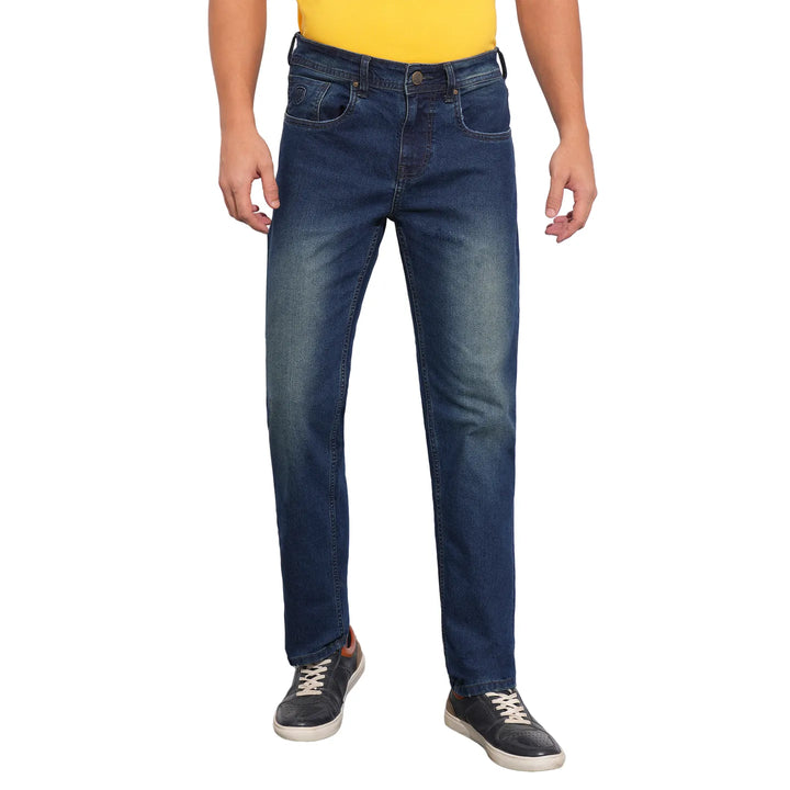 Blue Krypton-Straight Fit Denims for Men