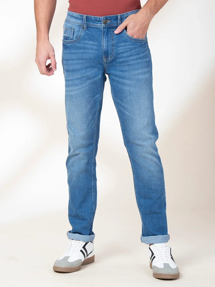 Blue Krypton-Straight Fit Denims for Men