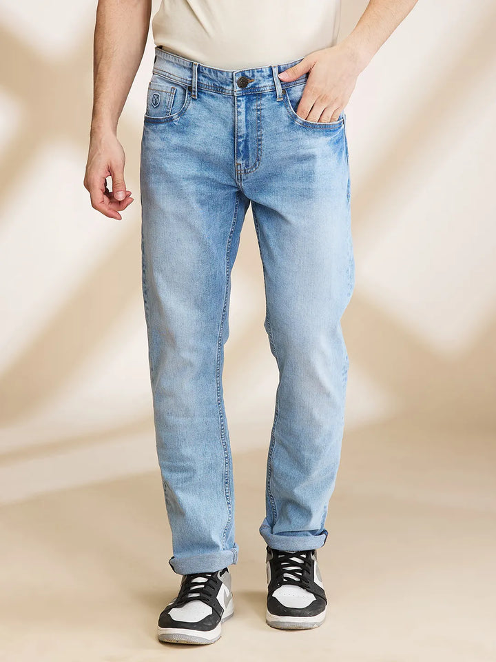 Blue Krypton-Straight Fit Denims for Men by Being Human Clothing