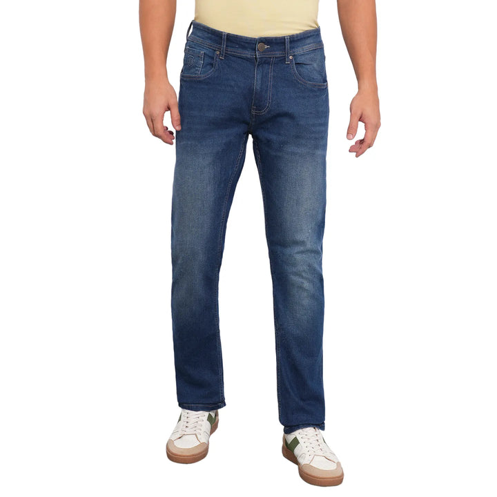 Blue Krypton-Straight Fit Denims for Men