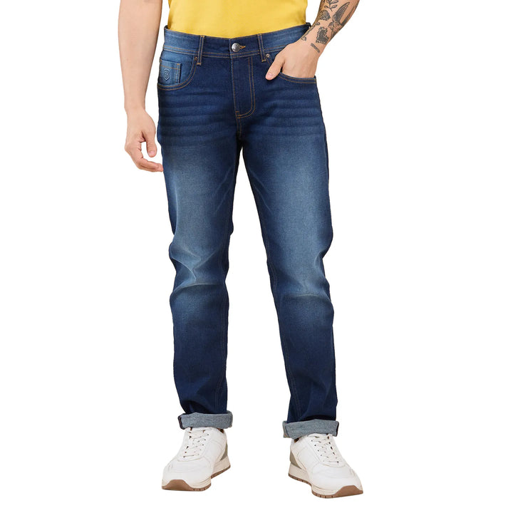 Blue Neon-Slim Fit Denims for Men by Being Human Clothing