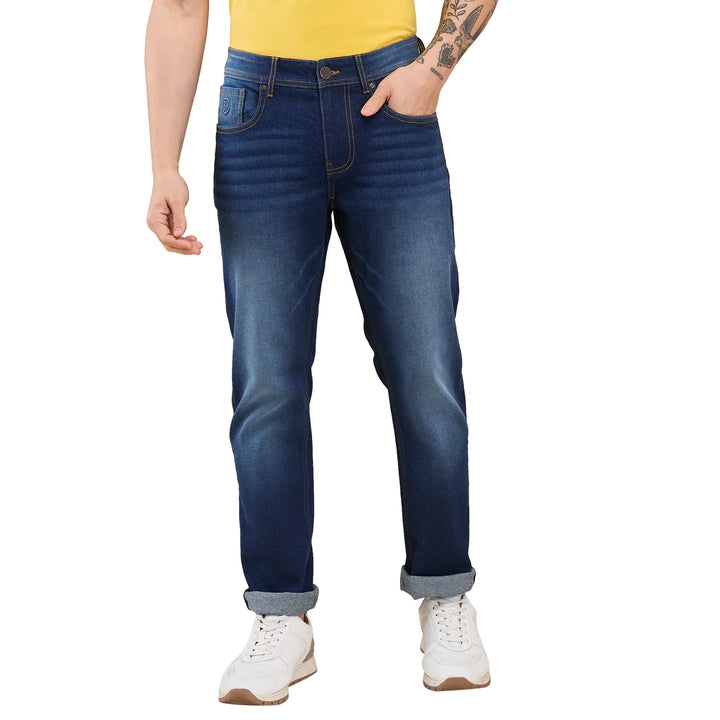 Blue Krypton-Straight Fit Denims for Men by Being Human Clothing