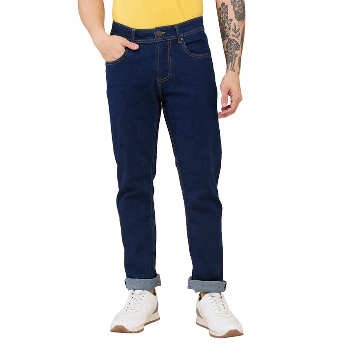 Blue Krypton-Straight Fit Denims for Men by Being Human Clothing
