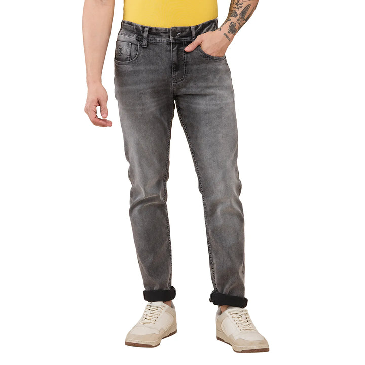 Grey Neon-Slim Fit Denims for Men by Being Human Clothing
