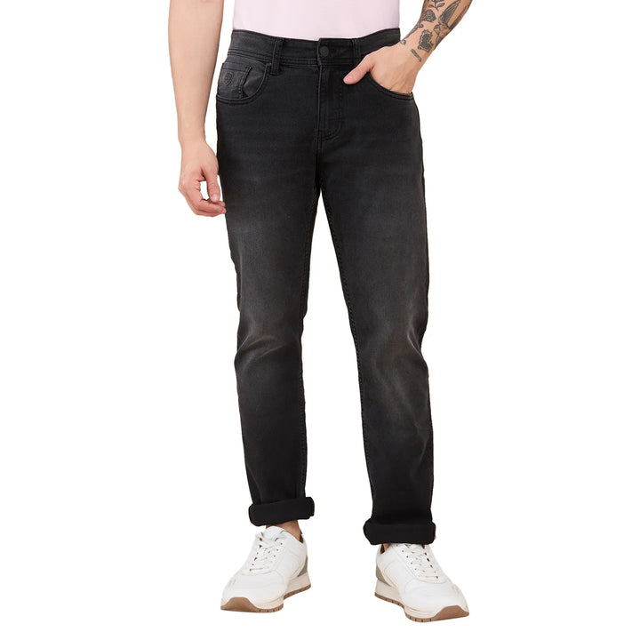 Black Krypton-Straight Fit Denims for Men by Being Human Clothing