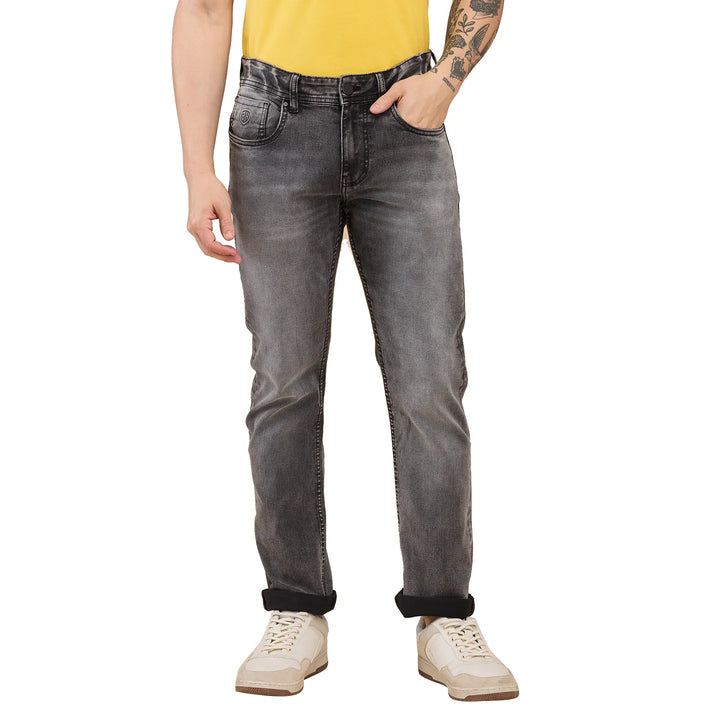 Grey Krypton-Straight Fit Denims for Men by Being Human Clothing