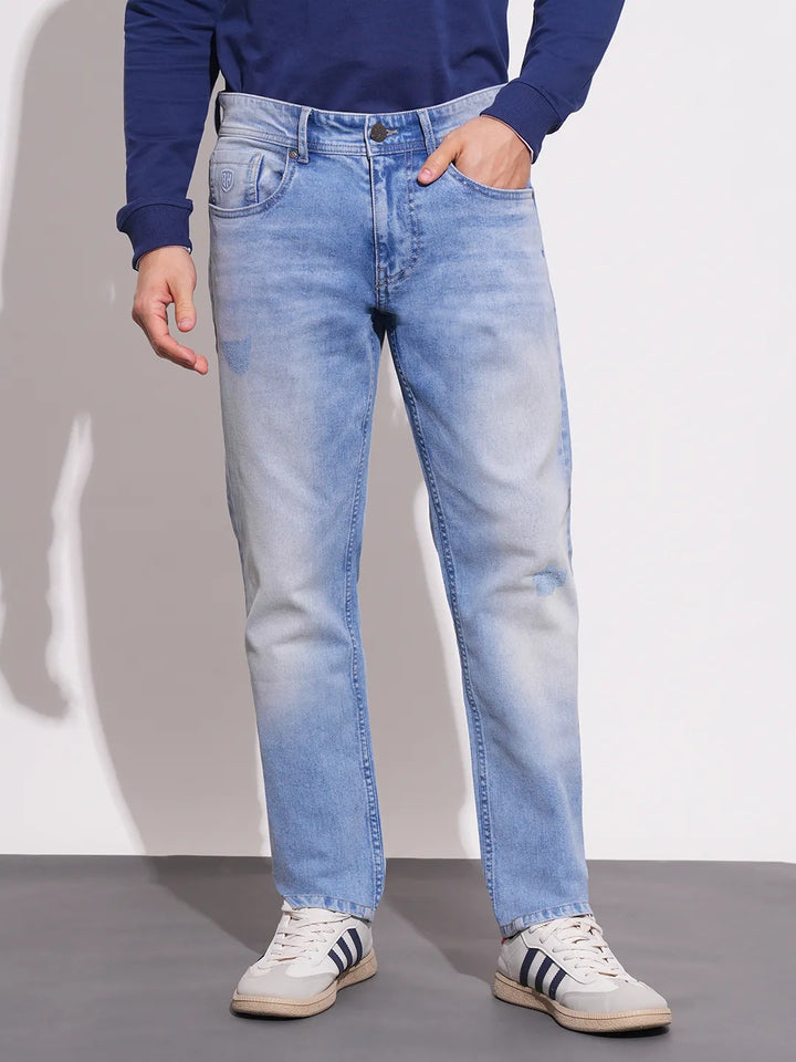 Blue Neon-Slim Fit Denims for Men by Being Human Clothing