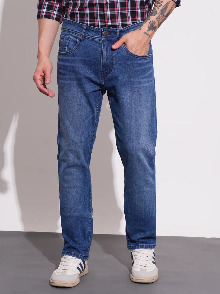 Blue Straight Fit Men's Denims by Being Human Clothing