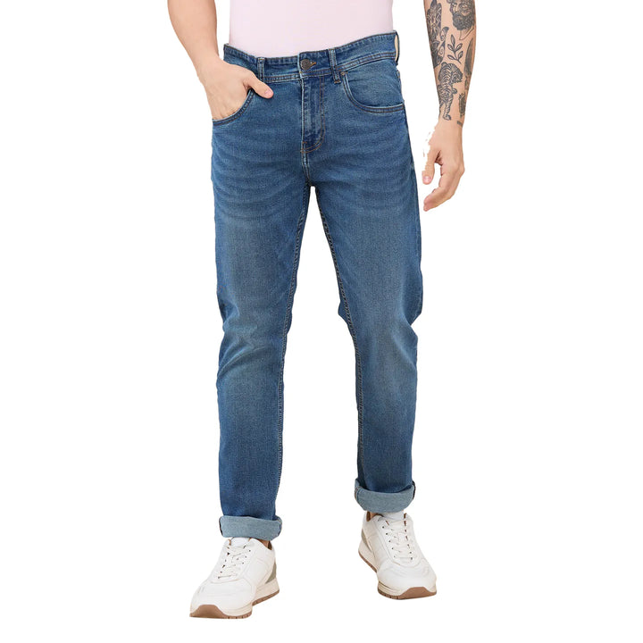 Blue Krypton-Straight Fit Denims for Men