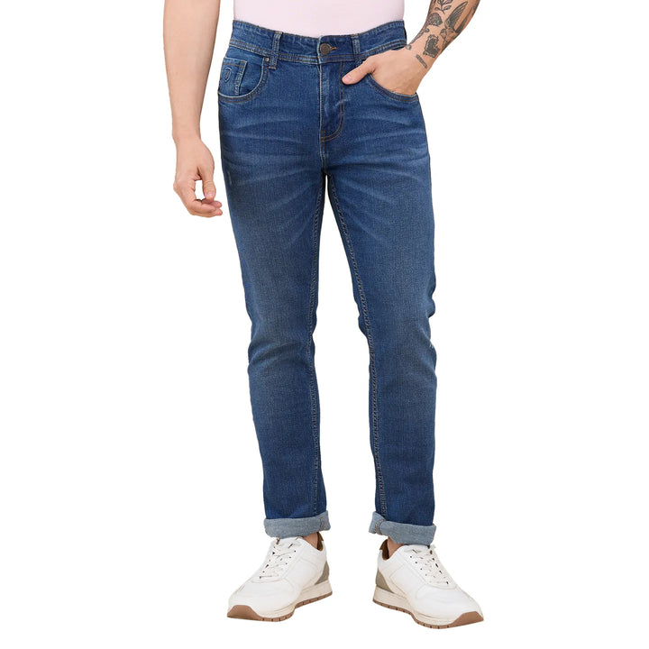 Blue Krypton-Straight Fit Denims for Men