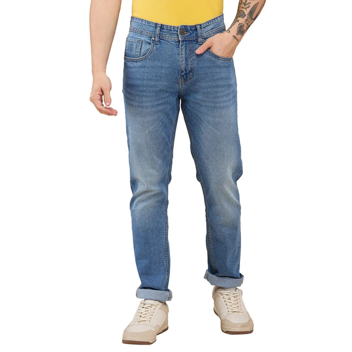 Blue Krypton-Straight Fit Denims for Men