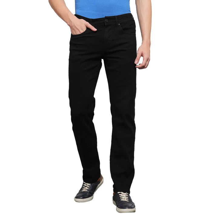 Black Straight Fit Denim for Men